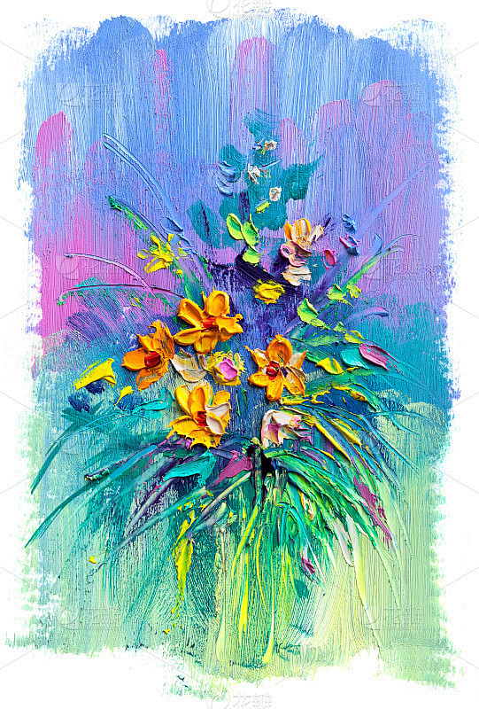 油画的花