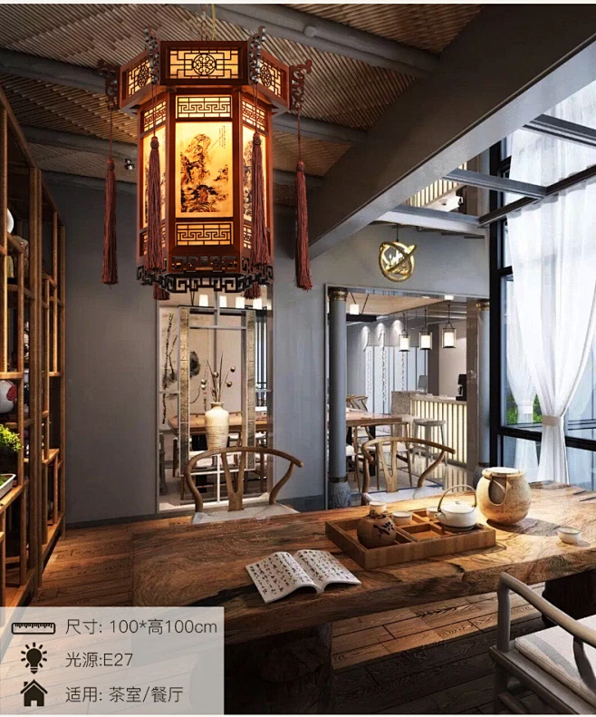 中式实木六角宫灯寺庙祠堂古建筑长廊凉亭门头定制图案仿古吊灯笼-tmall.com天猫-花瓣网