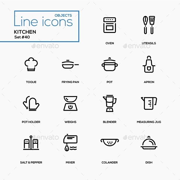 厨房用具-线设计图标集杂项图标Kitch...