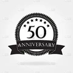 50周年纪念模板与丝带。50周年庆典标志或图标。矢量插图。