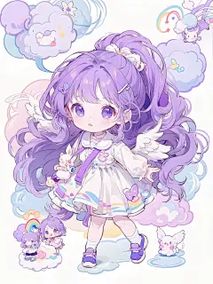 Q萌小天使丨紫色系女生头像壁纸