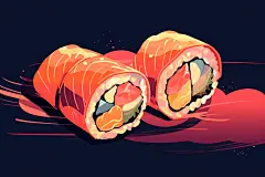 日式美食三文鱼寿司日本美食插画