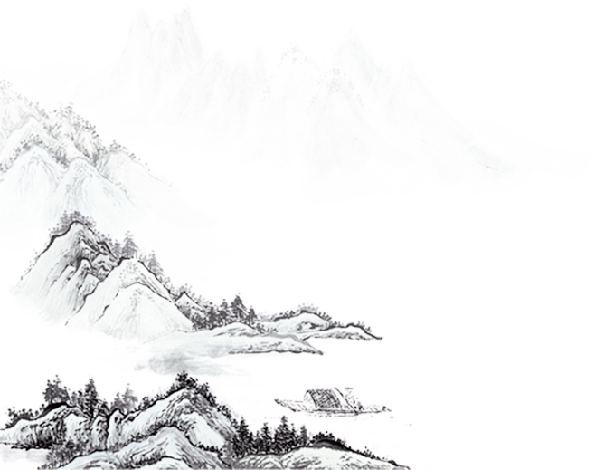 山 水墨画 建筑 免抠素材png