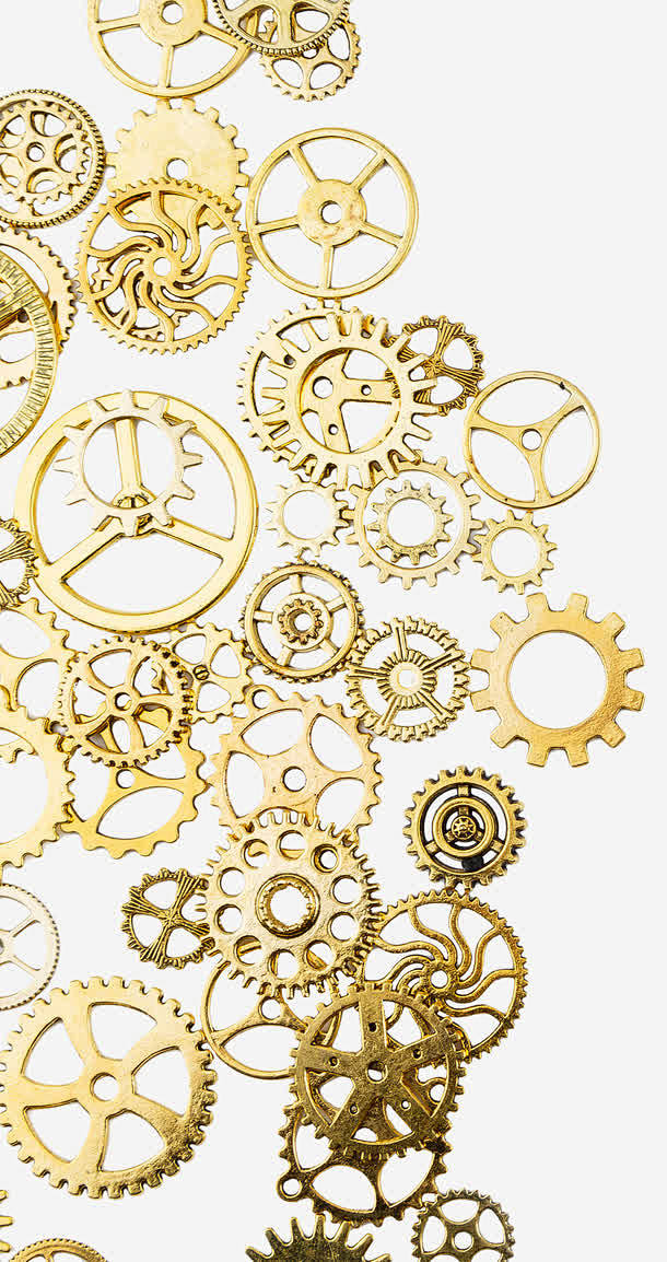 免抠质感金色齿轮素材