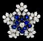 HARRY WINSTON Diamond & Sapphire 'Jaques Timey' Star Pin - Yafa Jewelry
