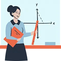 Flat Illustrated Woman Teaching Line Graphs Using Ruler and Book