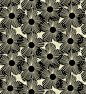 Black  White flowers fabric: