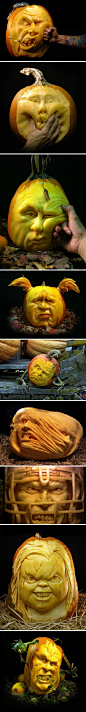 照片这样拍：超震撼的南瓜雕塑。令人难以置信的鬼斧神工啊