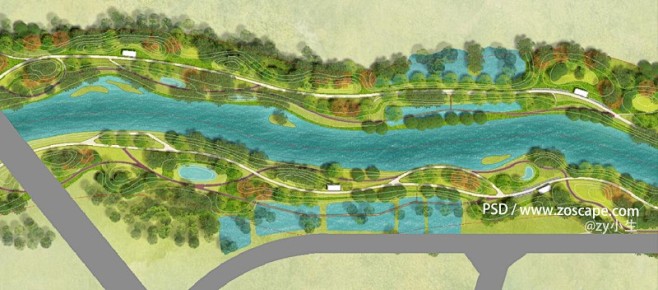 PSD平面图城市湿地公园景观