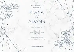 优雅的婚礼请柬模板与水彩花卉装饰