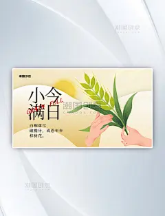 小满传统节气二十四节气黄色插画简约横版海报