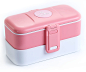 Amazon.com: ProAid Leakproof Lunch Bento Box - 2 Layers Design Lunch Box with Silverware, BPA Free, Safe for Fridge and Dishwasher, Pink: Kitchen & Dining