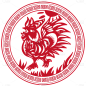十二生肖剪纸贴纸-SVG-鸡