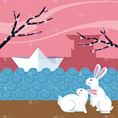 传统节日,幸福,秋天,中间,可爱的,船,传统,贺卡,中秋节,中国