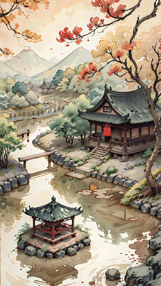 #AI绘画# 水墨风... - @Liv...