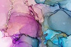 紫色、蓝色和金色的醇墨抽象纹理，新潮的壁纸