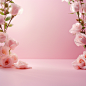 A clean pink background, arches, many light roses, the overall color is light pink, fresh, photography, maximum resolution, maxi-4