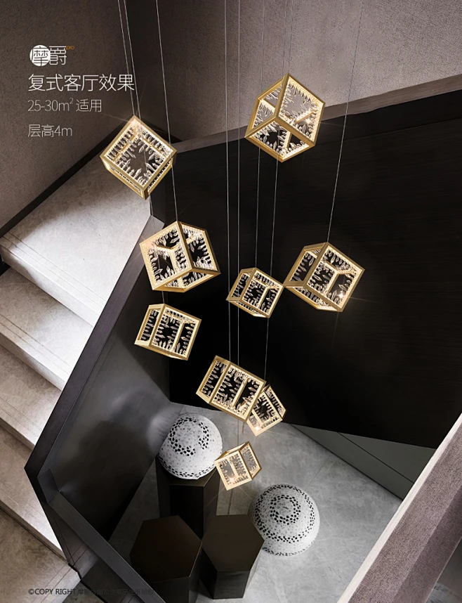 楼梯灯长吊灯轻奢现代分层复式别墅公寓客厅loft创意个性水晶灯-tmall.com天猫-花瓣网