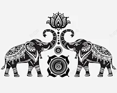 大象莲花插画图标