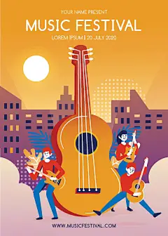 复古手绘卡通音乐节电音音乐会海报AI矢量印刷 大尺寸设计素材 (24)