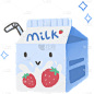 手绘卡通装饰型可爱插画-牛奶