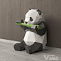 Bamboo Panda Papercraft, Sitting Panda Papercraft - VitaliStore