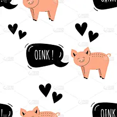 无缝图案与可爱的猪。农场动物的背景。壁纸、包装。平面向量插图