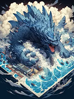 Midjourney｜哥斯拉出没