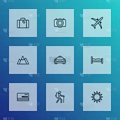 日光,高雅,旅途,成一排,飞机,夏天,图像,矢量,放松,运输