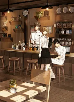 二次元场景，P站，咖啡店，壁纸！