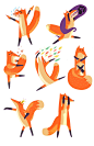 A Bipolar Fox : A bunch of sweet little foxes for a sticker comany. 