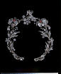 Circa 1835 tiara.  Floral tiaras are very rare as they are usually broken down into separate sprays and sold as brooches. This tiara is formed of seven floral sprays. It has been worn as a necklace at some time in the past.