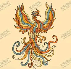 凤凰 【酷图网】凤凰,鸟,插图,手绘,插画,Ai矢量,图片素材