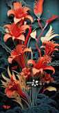 国风剪纸花纹浮雕图案背景插画图片素材