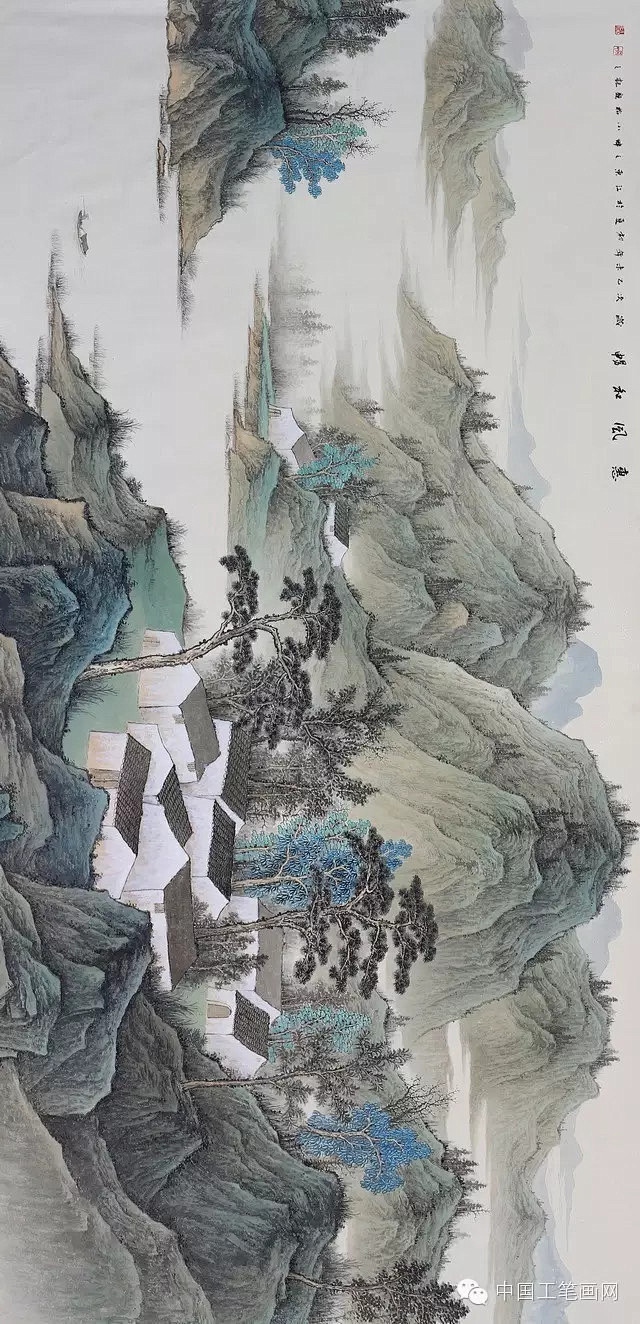 推荐画家荣小松工笔山水画精品欣赏