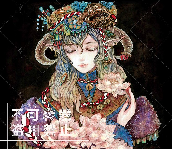 花与羔羊_食蝉__插画师作品_涂鸦王国g...