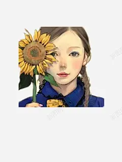 手绘向日葵女孩 漫画插画 甜美 美女 麻花辫 元素 免抠png 设计图片 免费下载 页面网页 平面电商 创意素材