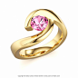 Sapphire Pink Yellow Gold Engagement Ring - 