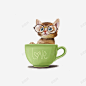 装在茶杯里的眼镜猫 免费下载 页面网页 平面电商 创意素材