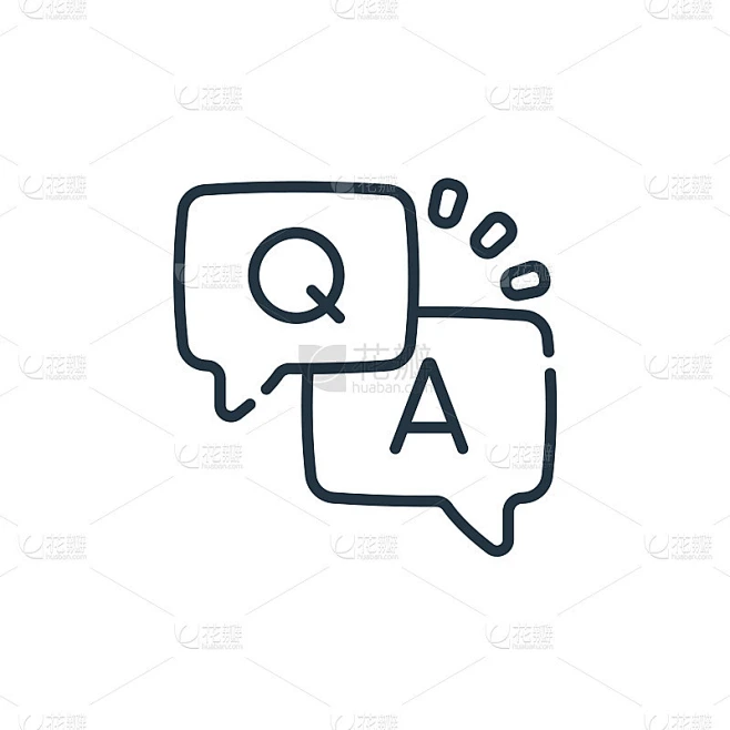QA矢量图标。QA可编辑的中风。用于网页和移动应用程序，标志，印刷媒体的QA线性符号。细线说明。矢量素材-花瓣网