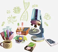 试管和显微镜矢量图免抠素材_新图网 https://ixintu.com 化学 卡通显微镜 卡通试管 基因 显微镜 试管 矢量图
