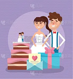 婚礼,式样,动画片,贺卡,蜜月,华丽的,事件,请柬,周年纪念,问候