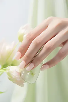 裸色系的美甲组合