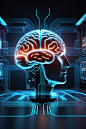 机器AI智能芯片大脑数据科技元素模型图片