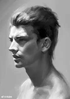 黑白 头像 虚实 素描邓圣彬