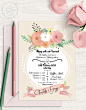 Painterly Floral Wedding Invitation : A Casual Wedding Invitation with Watercolour Flowers, Perfect for a Lovely Garden Reception.