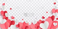 情人节贺卡。透明背景下的纸张飞行元件。为快乐女性、母亲、情人节、生日贺卡设计的心形爱情矢量符号。PN