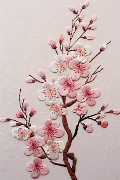 刺绣一剪梅手工花卉梅花元素