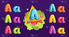 字母A彩色卡通套装