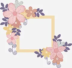 粉红复古花朵边框矢量图高清素材 复古花藤 复古风 婚礼请帖 矢量png 矩形框 花藤边框 矢量图 免抠png 设计图片 免费下载